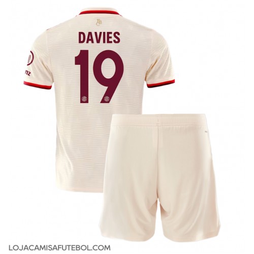 Camisa de Futebol Bayern Munich Alphonso Davies #19 Equipamento Alternativo Infantil 2024-25 Manga Curta (+ Calças curtas)